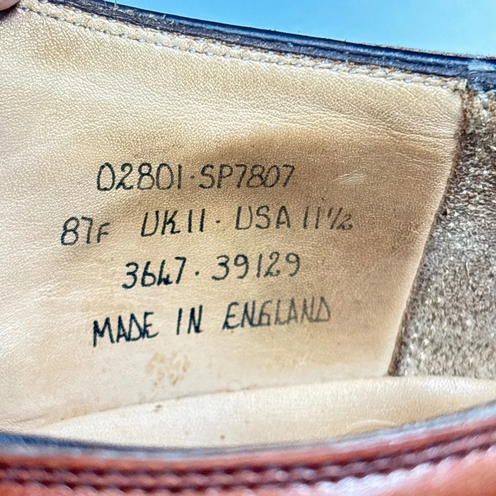 Alfred Sargent J Crew Monk Strap Shoes Walnut Brown Leather ENGLAND Classic 11.5